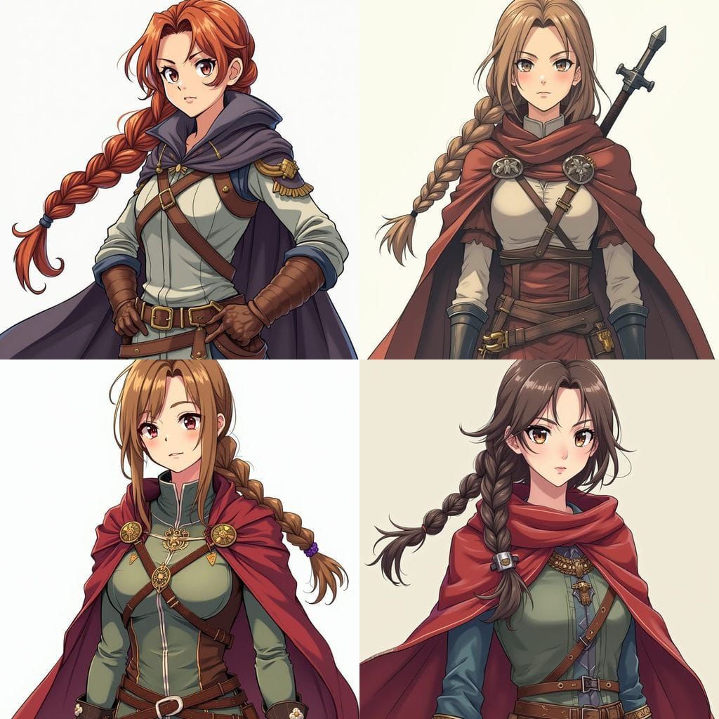 Confident Warrior Woman in Shounen Anime Style