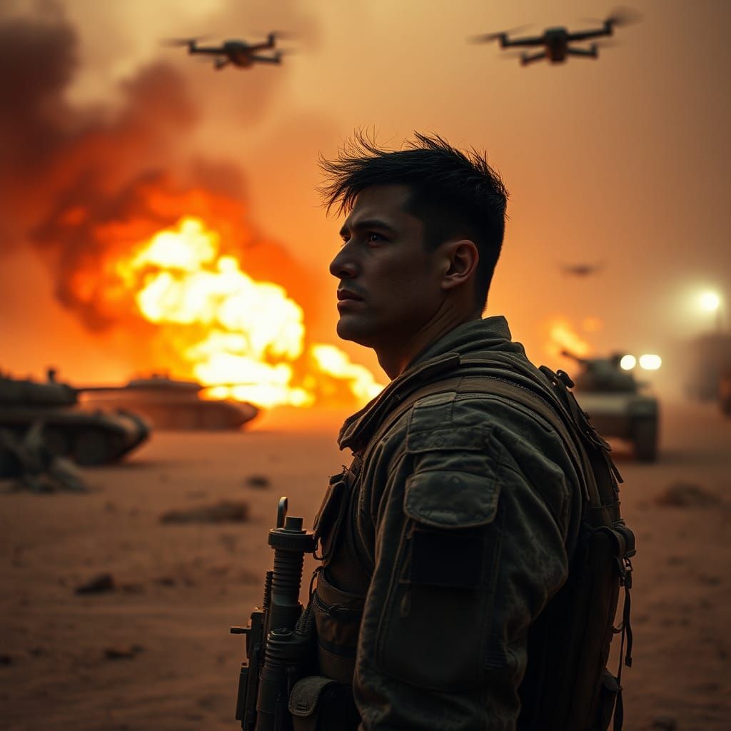 Desert Outpost Under Siege, Cinematic Film Grain