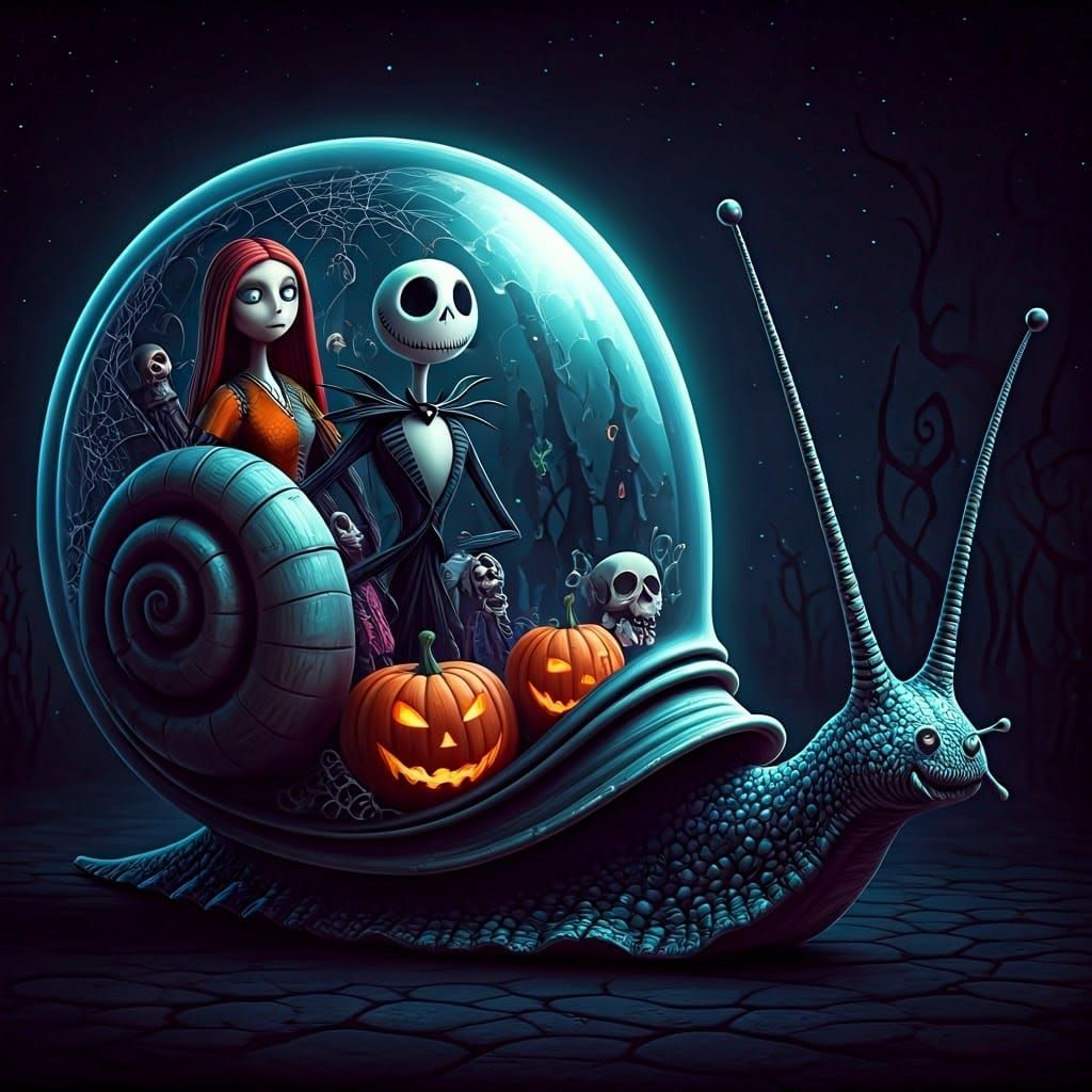 Giant Snail Halloweentown in Tim Burton Style