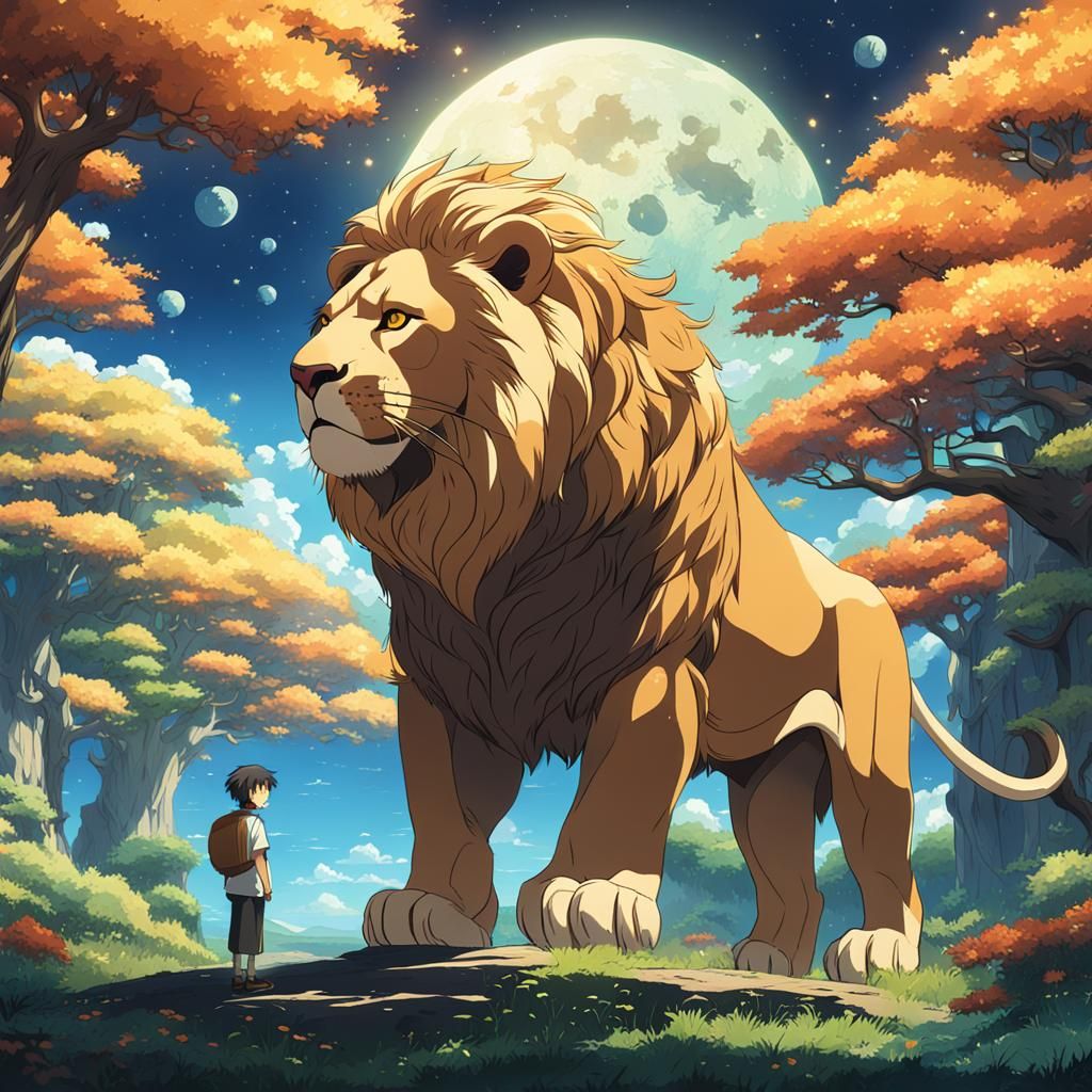 Leo Zodiac Sign in Studio Ghibli Anime Style