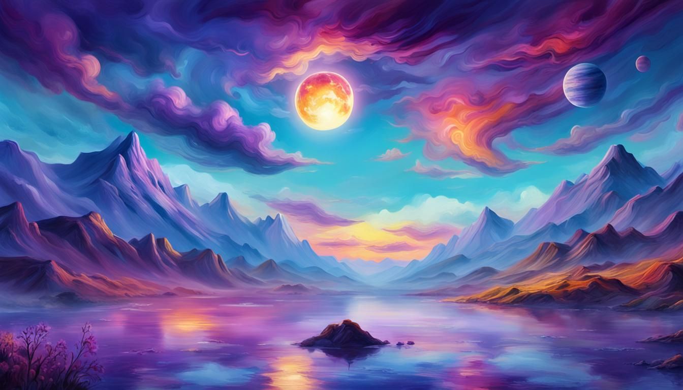 Surreal Sunset on a Heavenly Purple Planet
