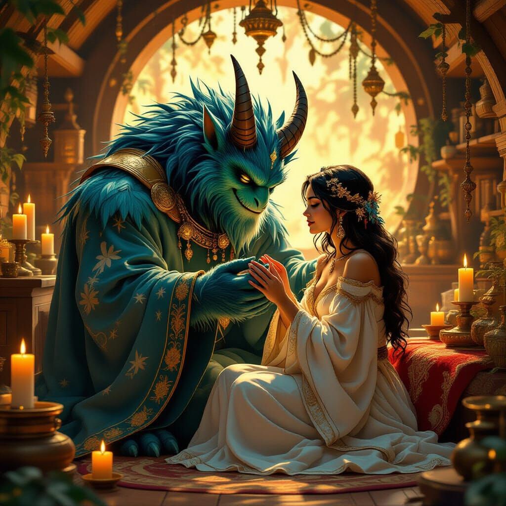 Benevolent Monster's Caress in Cozy Den