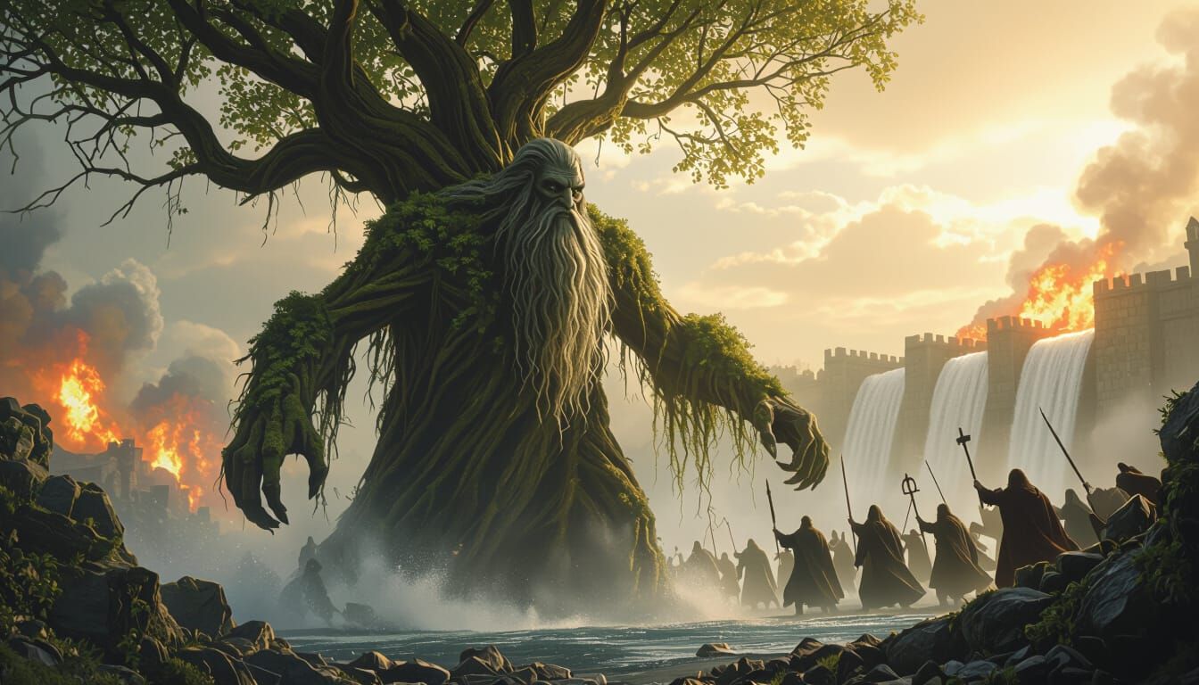 Treebeard Leads the Ents' Attack on Isengard
