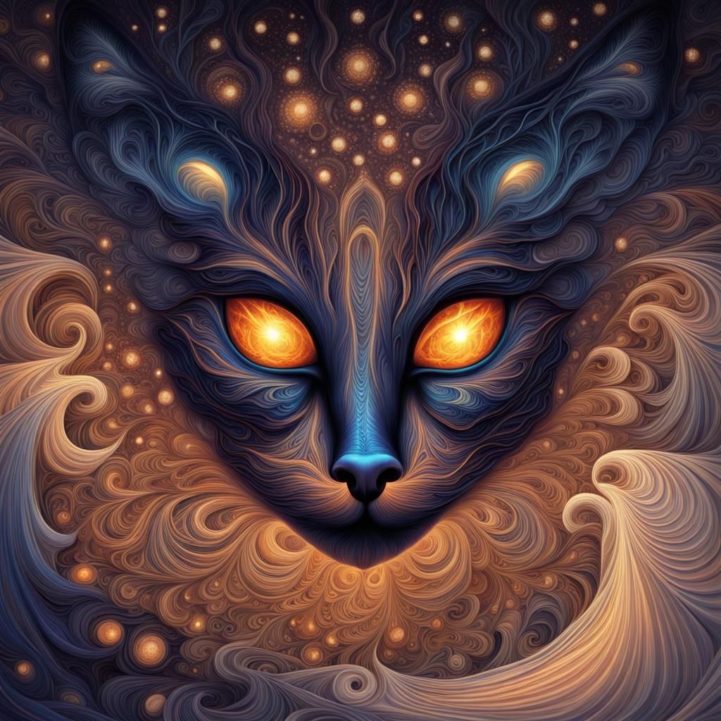 Celestial Cat Eyes: A Cosmic Abstract Vector Fractal