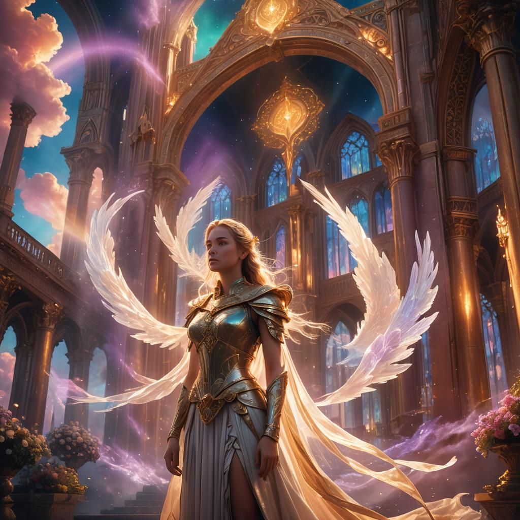 Angelic Woman Radiating Love in Ethereal Realm