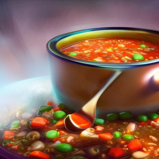Fantastical Minestrone Soup: Detailed Matte Painting