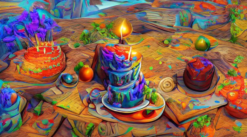 Colourful Surreal Landscape in Style of Max Ernst