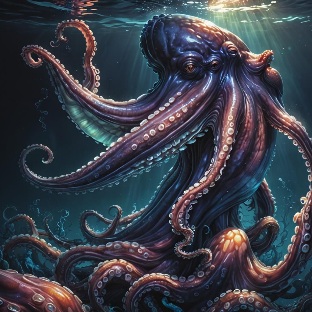 Whale Octopus Hybrid Portrait in Artgerm Style