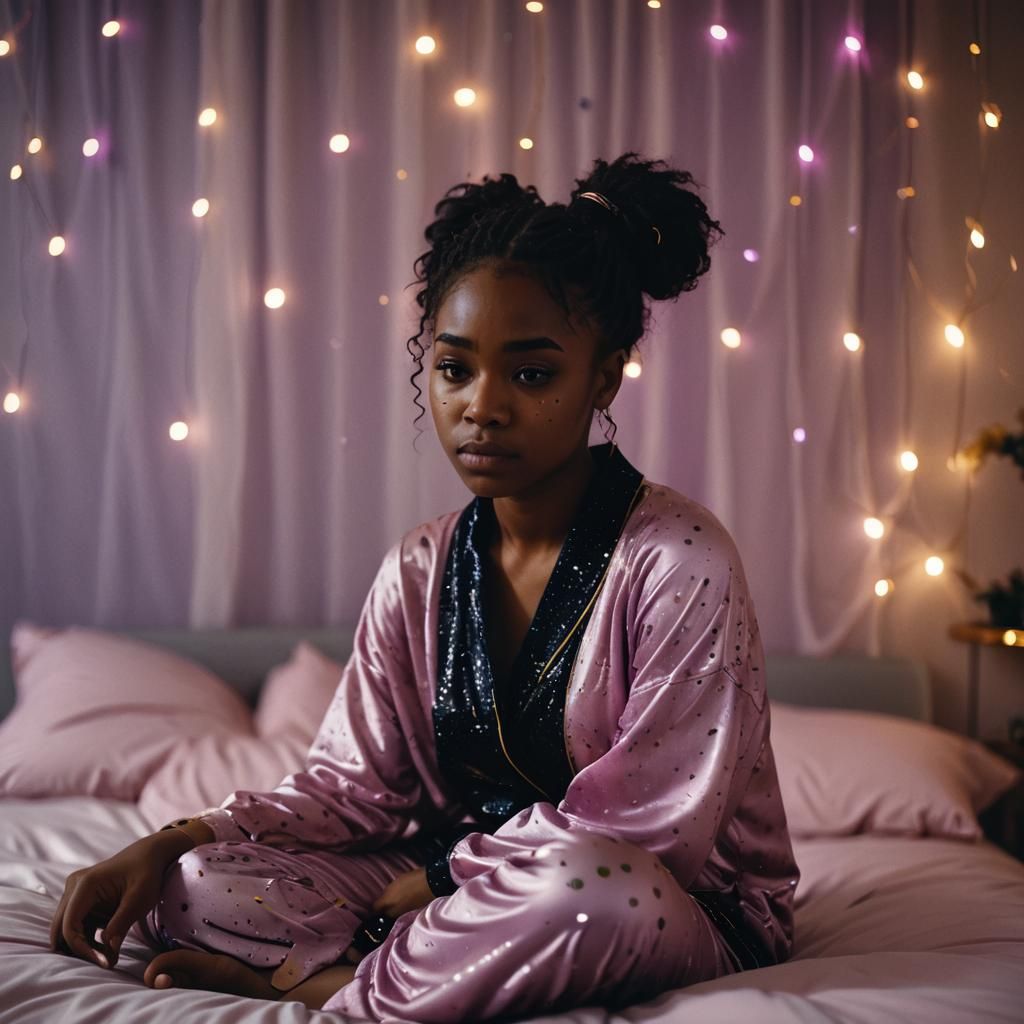 Sad Girl with Tears in Cinematic Lighting