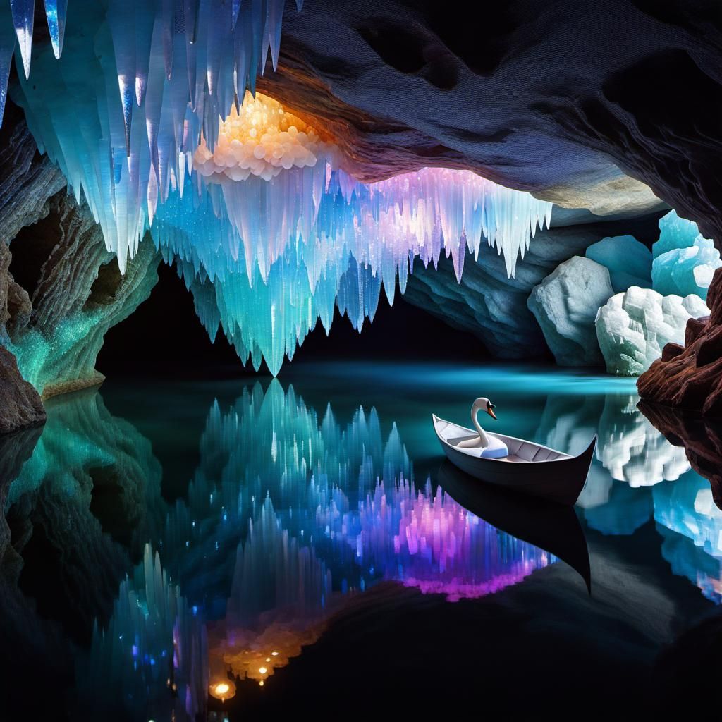 Swan Boat in a Crystal Cave
