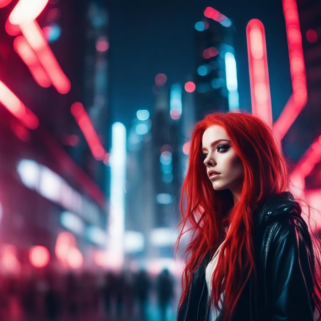 Enchanting Artist in a Neon Cityscape