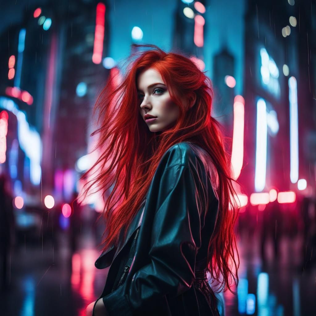 Enchanting Artist in a Futuristic Cityscape