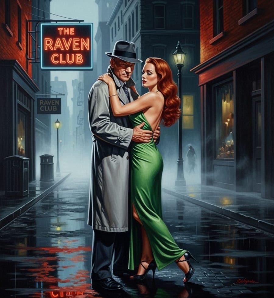 Film Noir Scene: Patrick Stewart and Gates McFadden Embrace