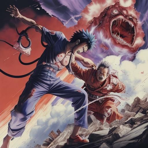 Tetsuo Attacks: Anime Manga Style Scene