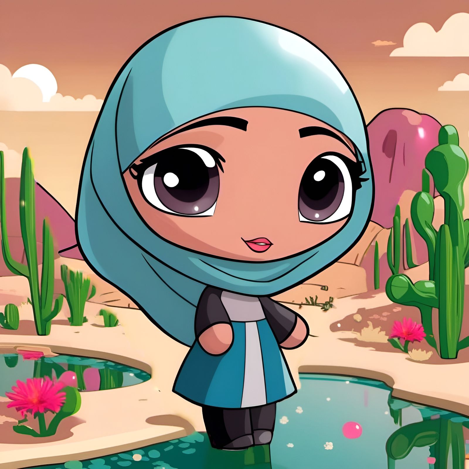 Lush Desert Oasis with Gummy Balloon Art