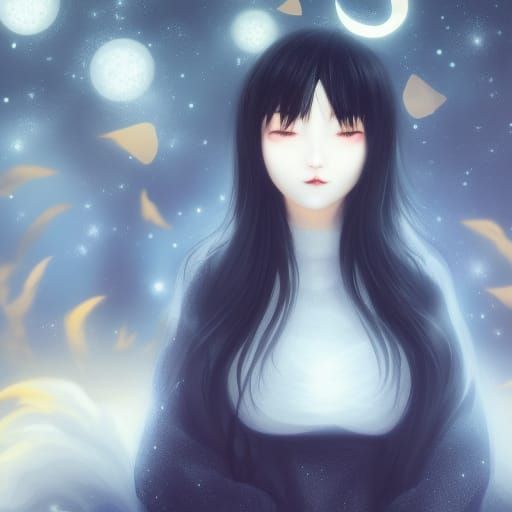 Kitsune in Enchanted Forest with Blue Fire