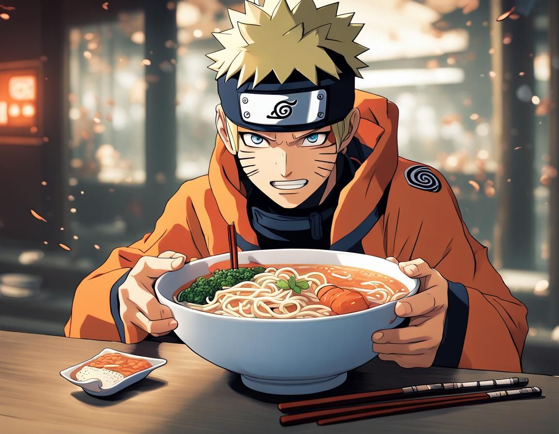 Naruto's Ramen Joy: A Hyperrealistic Anime Celebration