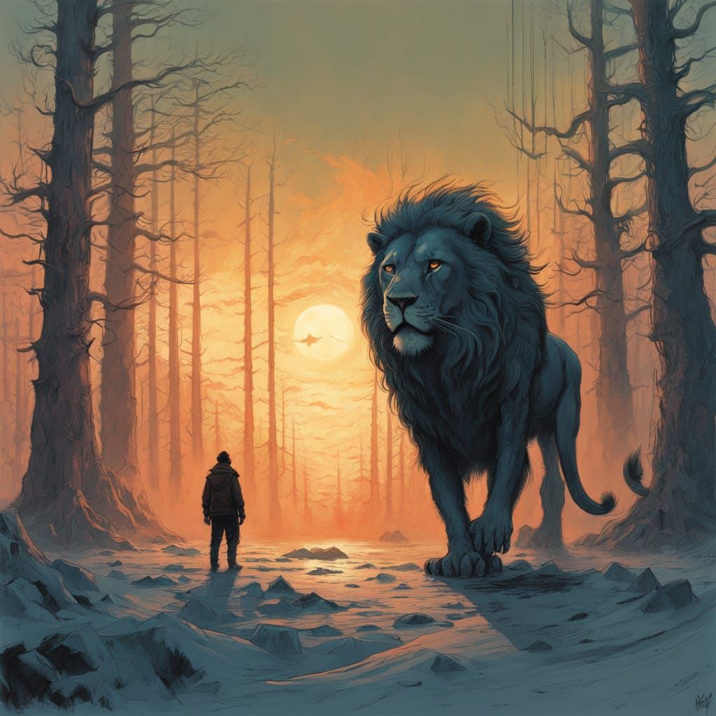 Regal Lion in Cinematic Waves