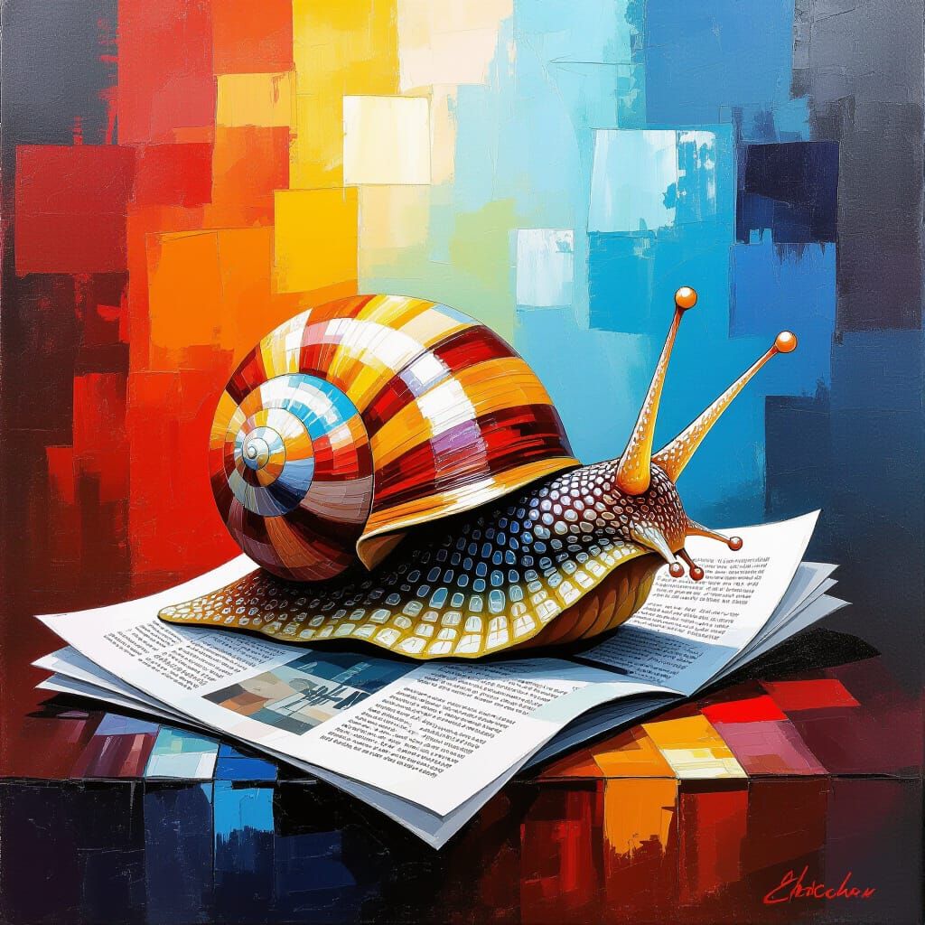 Snail Reads News: Avant-Garde Oil Painting