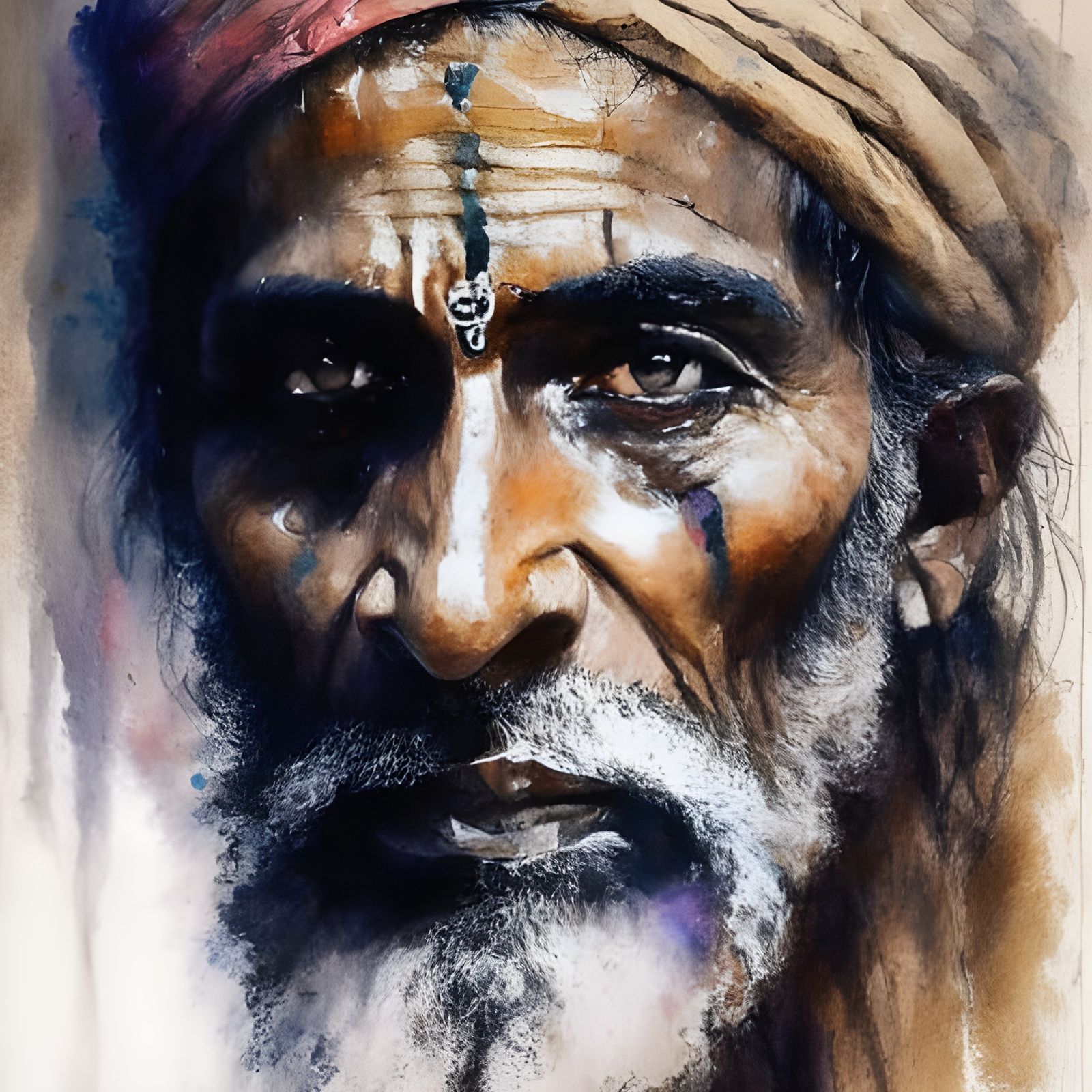 Saddhu in Benares: Spiritual Portrait
