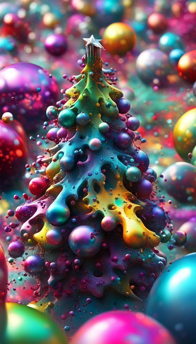 Christmas Tree Decorations in Graffiti Art Style