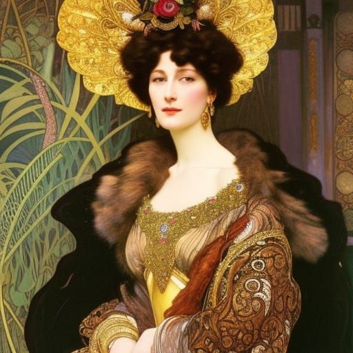 Byzantine Noblewoman Portrait in Art Nouveau Style