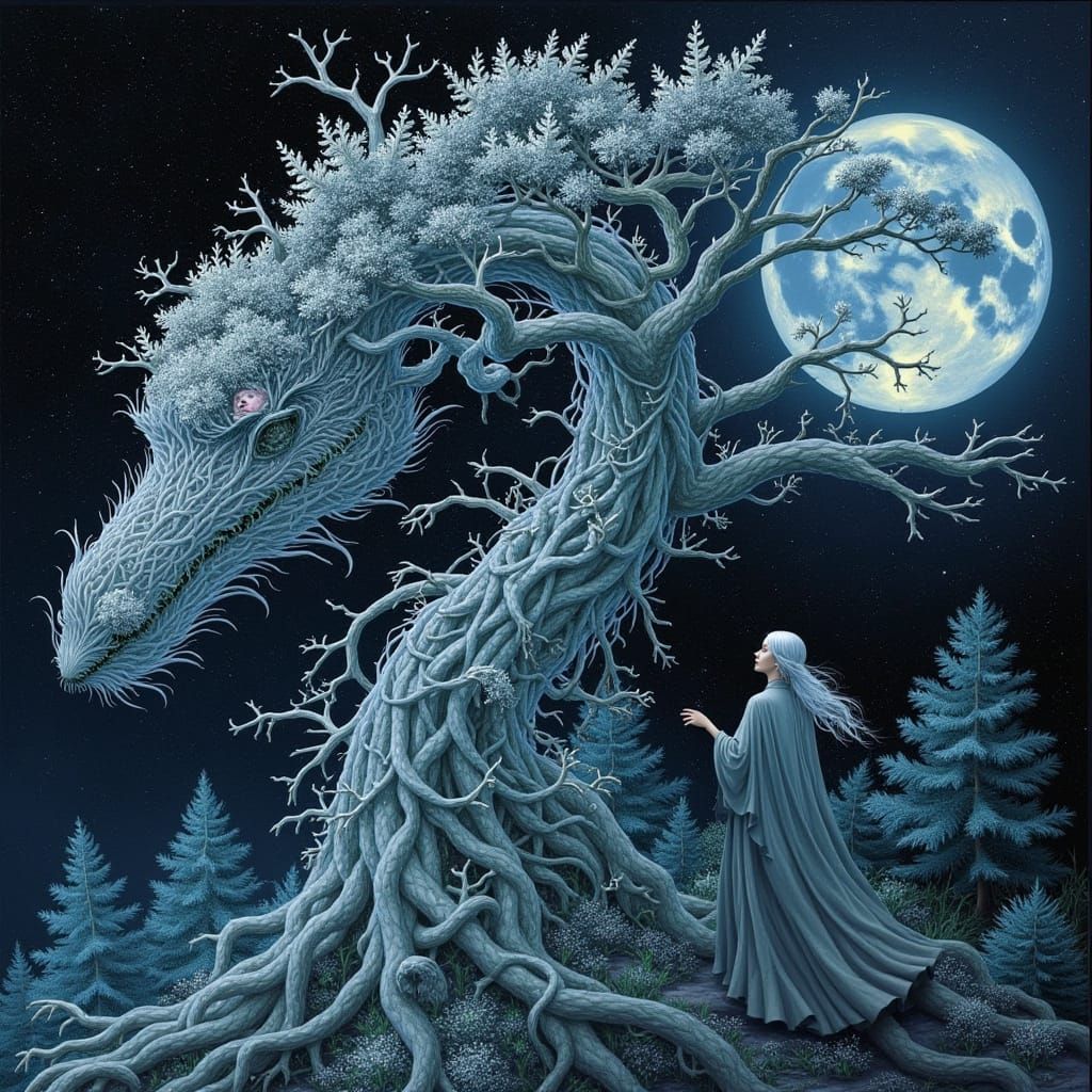 Dreamlike Forest Scene in Whimsical Style