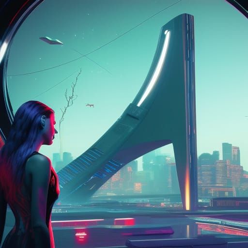 Sci-Fi Alien Moon Portal with Glowing Runes