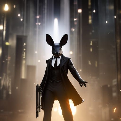 Cute Rabbit Matrix Scene in Cartoon Style