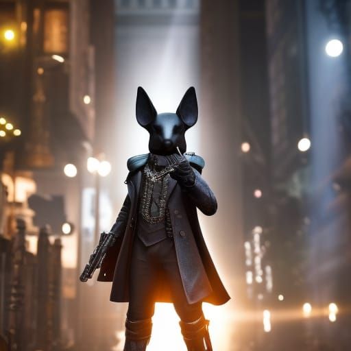 Cute Matrix Rabbit in Art Nouveau Style