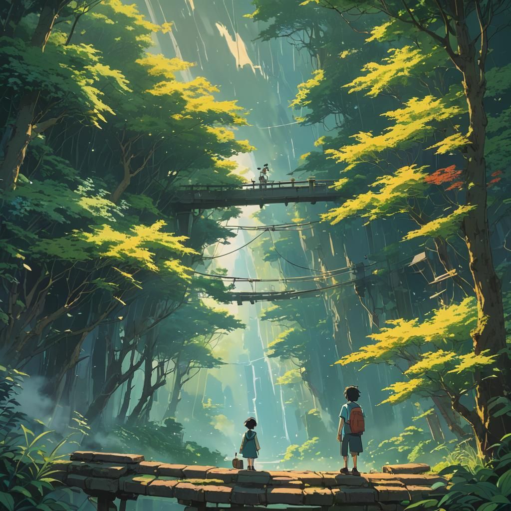 Abstract Anime Scene in Studio Ghibli Style