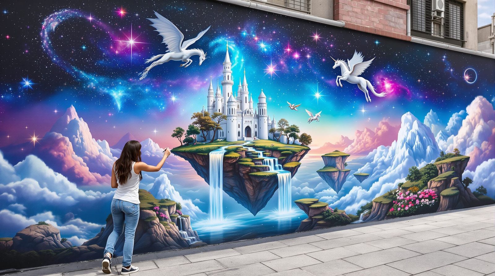 Fantasy Landscape Mural as Airbrush Art