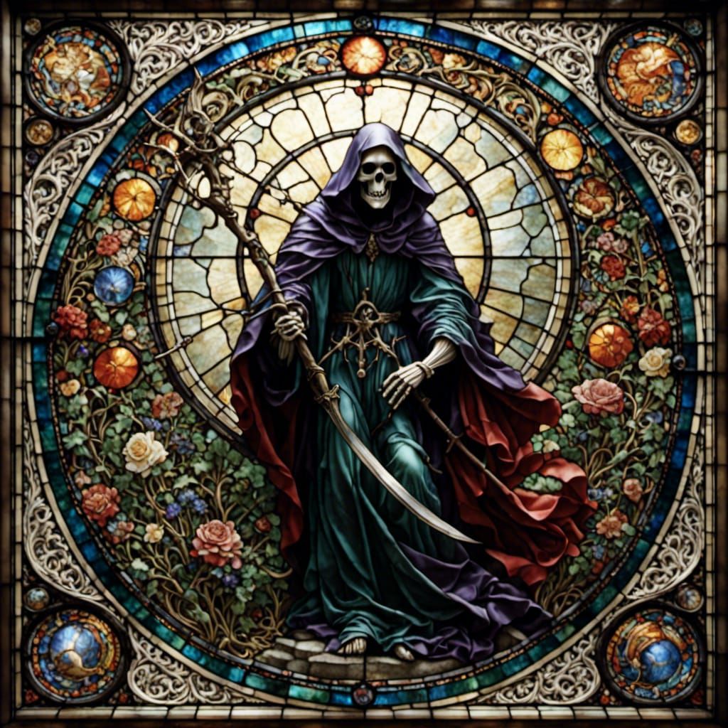 Stained Glass Art: The Grim Reaper