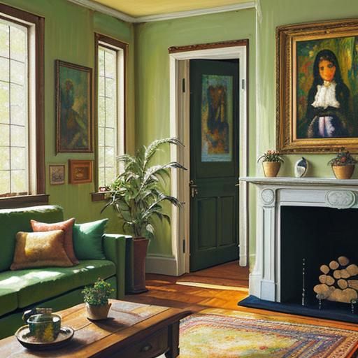 Cozy Living Room in Neo-Impressionist Style