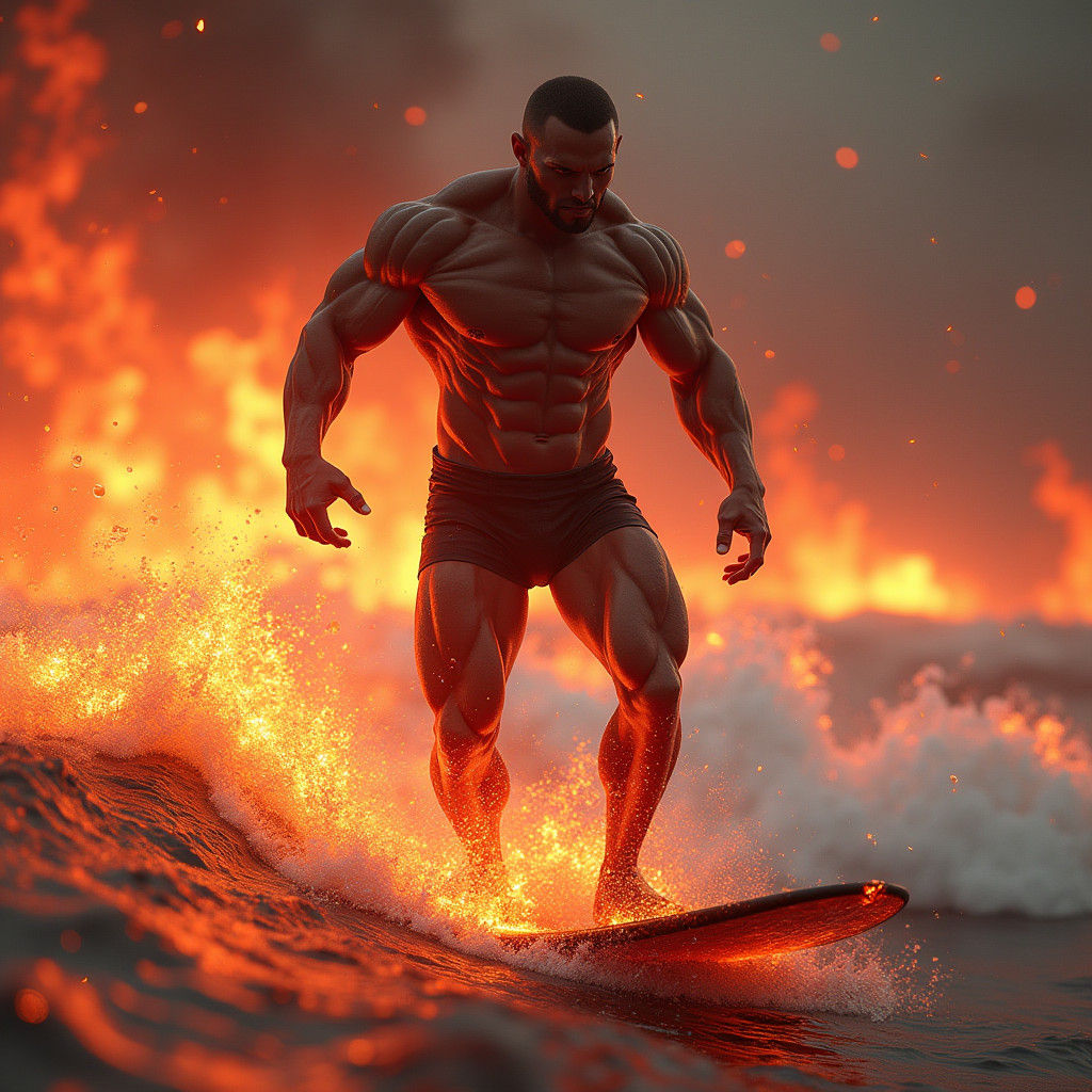 Magma Surfer Rides a Blazing Lava Wave