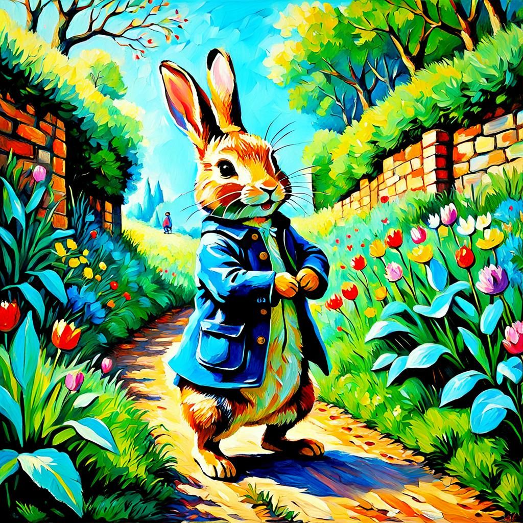 Peter Rabbit in Expressionist Oil Painting Style