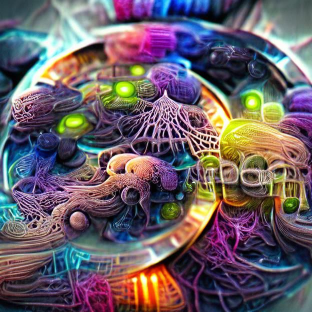 Bioluminescent Bacteria and Fungi in Petri Dish