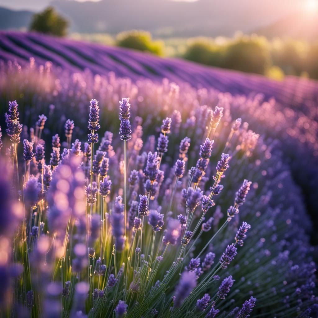 Lavender Field in Early Morning Light