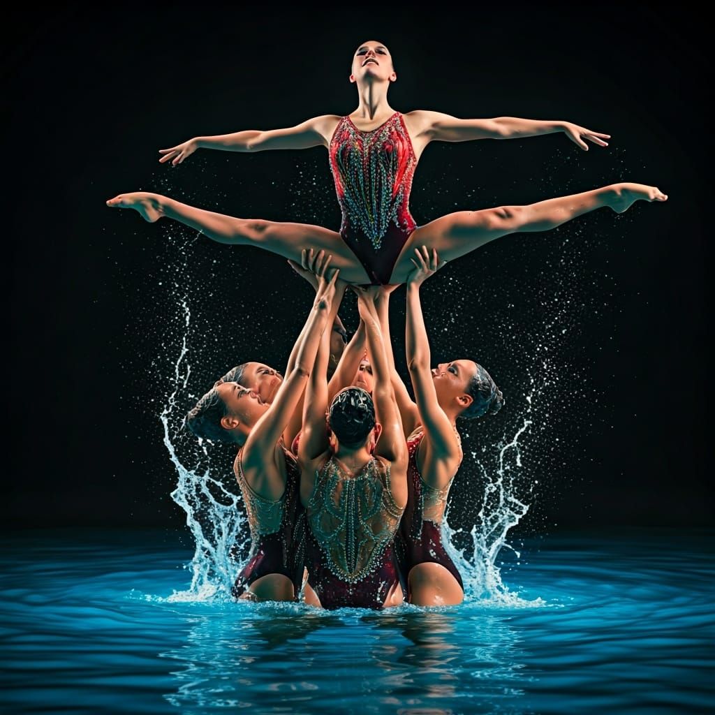 Synchronized Swimmers Perform Tower Routine in 8K