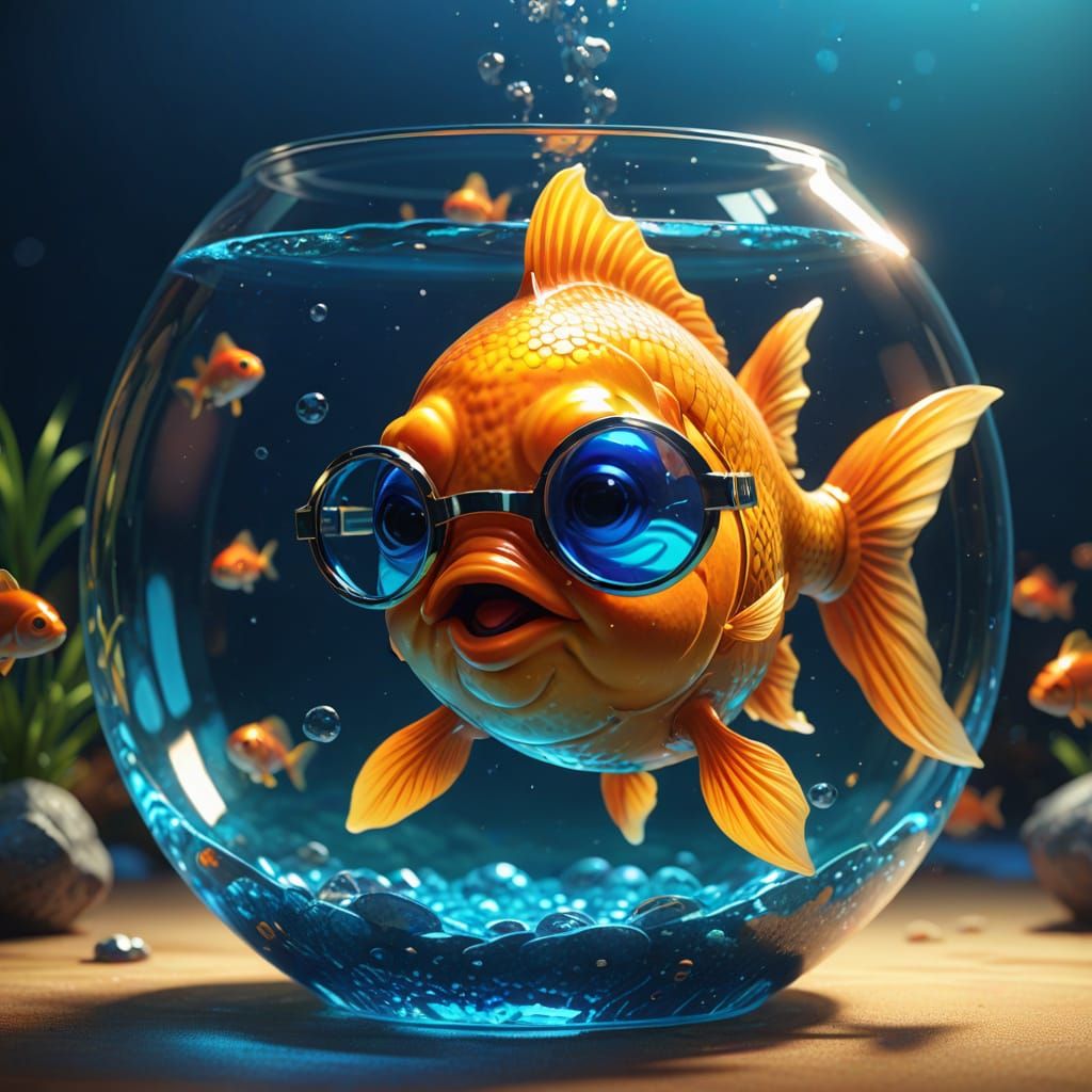 Goldfish in Sunglasses: Vibrant 3D Concept Art