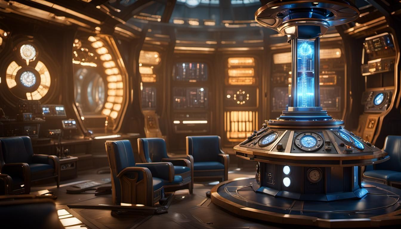 Intricate TARDIS Control Room with Time Rotor