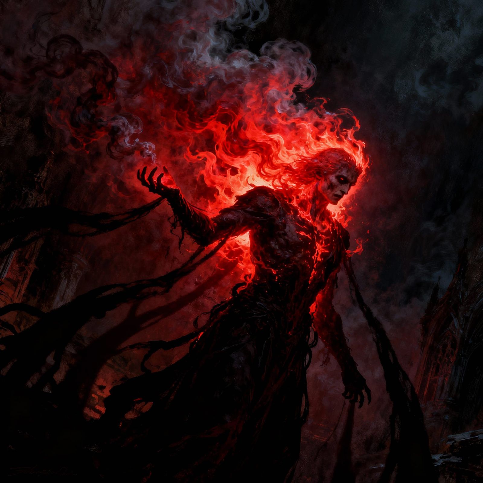 Satanic Ritual Horror in Dramatic Chiaroscuro Style