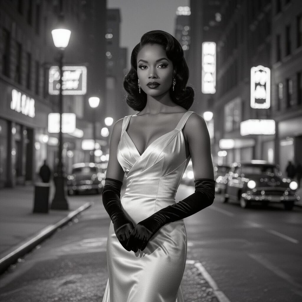 1950s Black Woman NYC Portrait in Film Noir Style