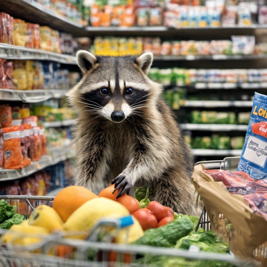 Raccoons Haggling at the Supermarket