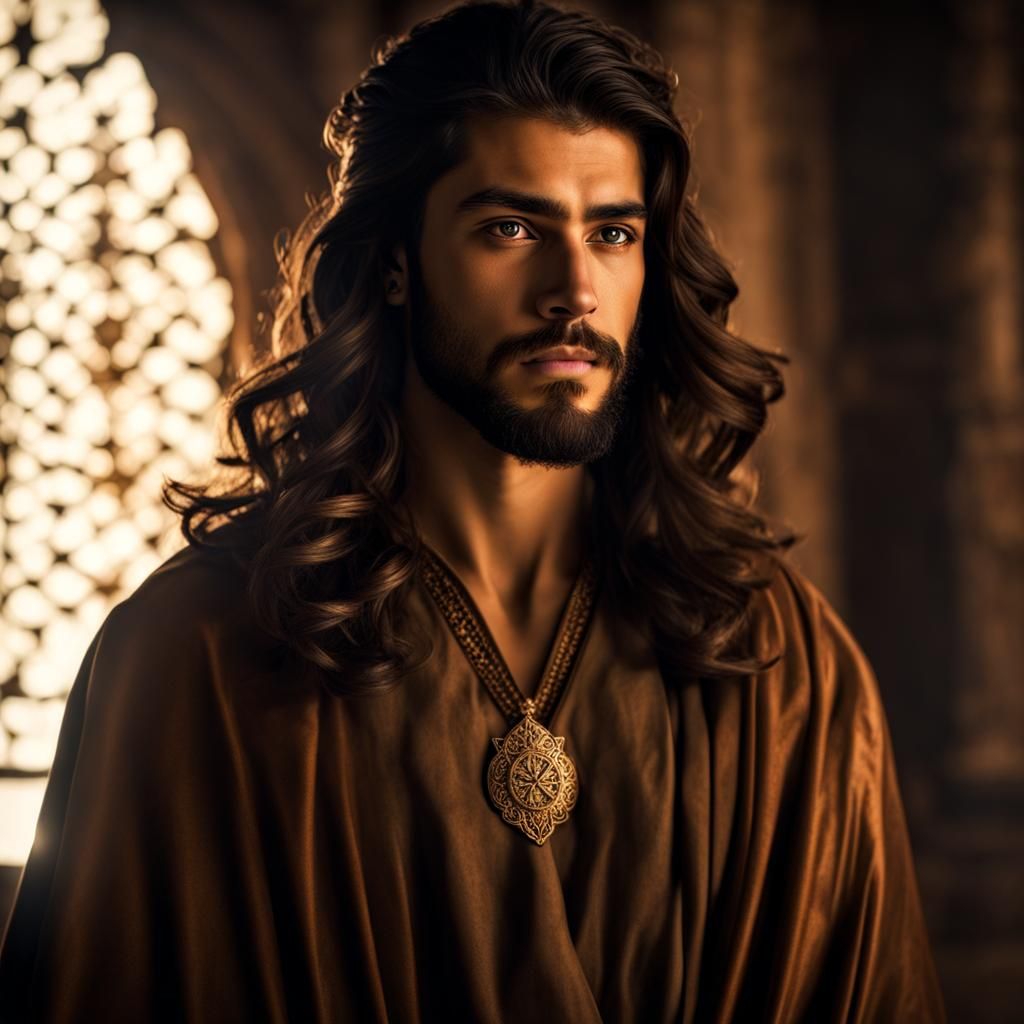 Handsome Young Man with Beard, Hyperrealistic Portrait