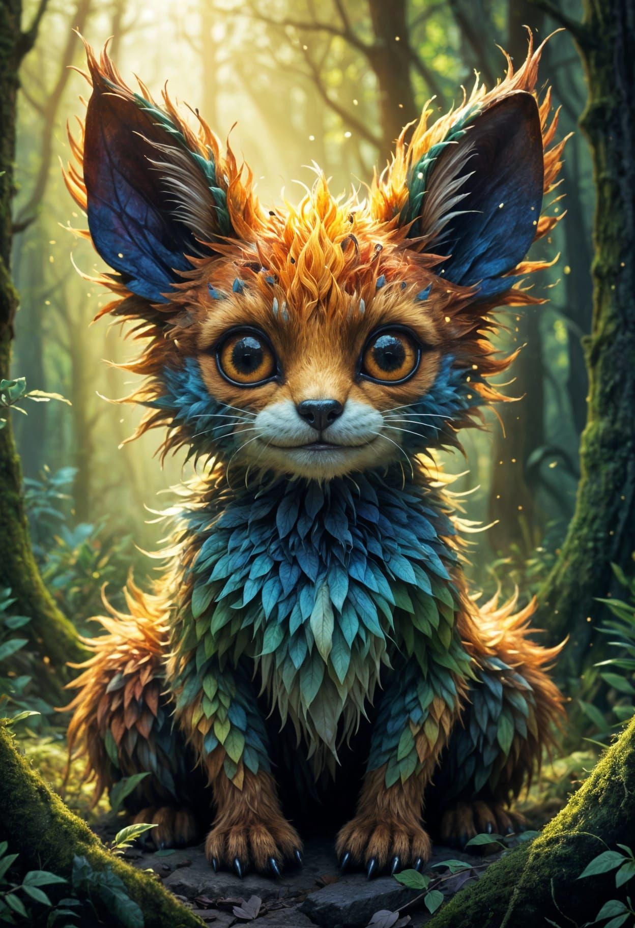 Enchanted Whimsy Forest Creature in Vibrant Digital Art