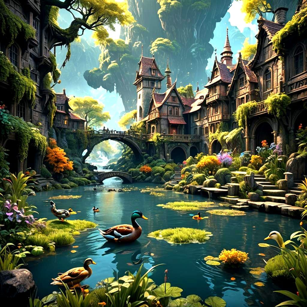 Detailed Duck Matte Painting in Fantasy Style
