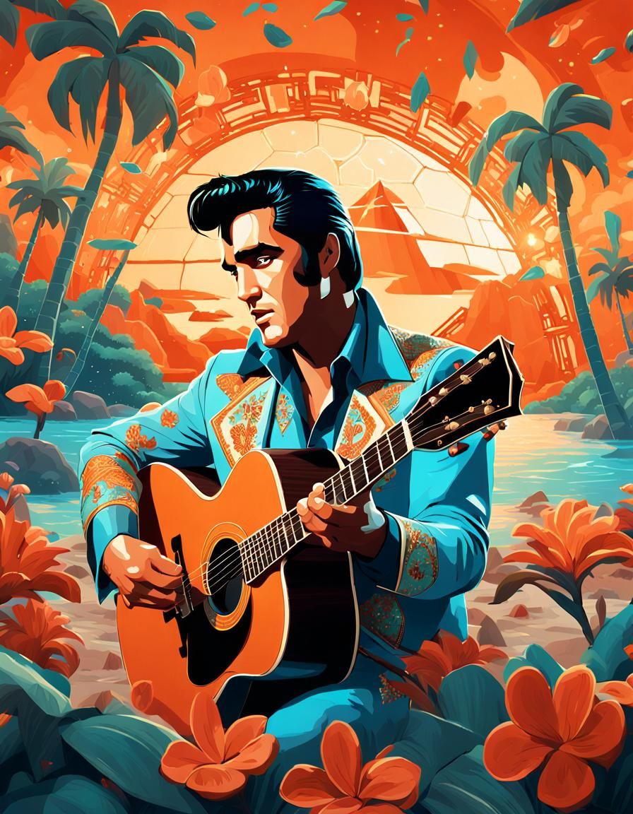 Elvis Presley, Lilo & Stitch Styled background, 8k resolutio...