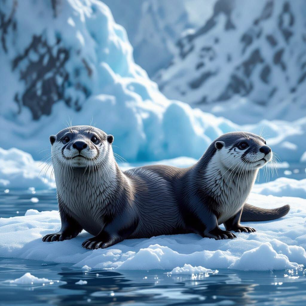 Iceback Otters in Dark Fantasy Concept Art