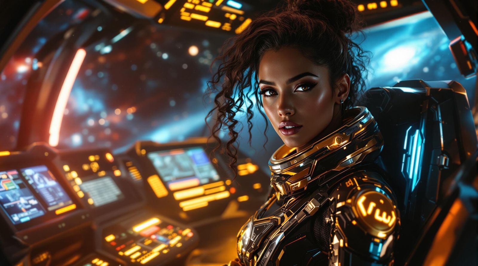 Venezuelan Space Pilot in Futuristic Cockpit